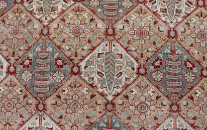Antique Persian All - Over Diamond Design Bakhtiari Rug in Multi Colors With Red. Keivan Woven Arts / rug R20 - 0836, country of origin / type: Iran / Bakhtiari, circa 1920 Measures: 12'11 x 15'6 Persian Bakhtiari rugs are in fact tribal pieces that... - Keivan Woven ArtsR20 - 0836 - 13386Rug