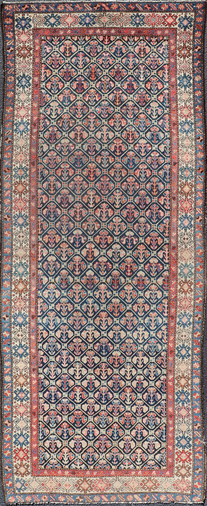 Tribal Persian Hamedan Rug in Blue, Red, Brown, and Ivory Tribal Persian Hamedan rug in midnight blue, red, cream. Keivan Woven Arts / rug R20 - 0838, country of origin / type: Iran / Hamedan, circa 1920 This Persian Hamedan features a uniq... - Keivan Woven ArtsR20 - 0838 - 13336Rug