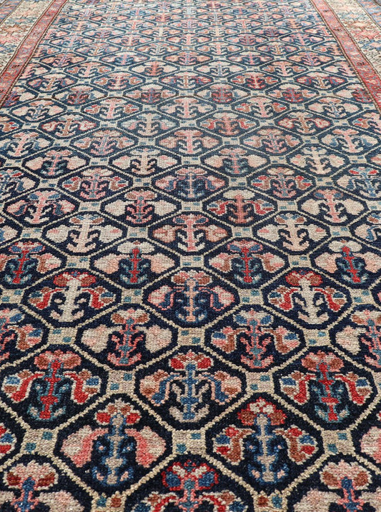 Tribal Persian Hamedan Rug in Blue, Red, Brown, and Ivory Tribal Persian Hamedan rug in midnight blue, red, cream. Keivan Woven Arts / rug R20 - 0838, country of origin / type: Iran / Hamedan, circa 1920 This Persian Hamedan features a uniq... - Keivan Woven ArtsR20 - 0838 - 13336Rug