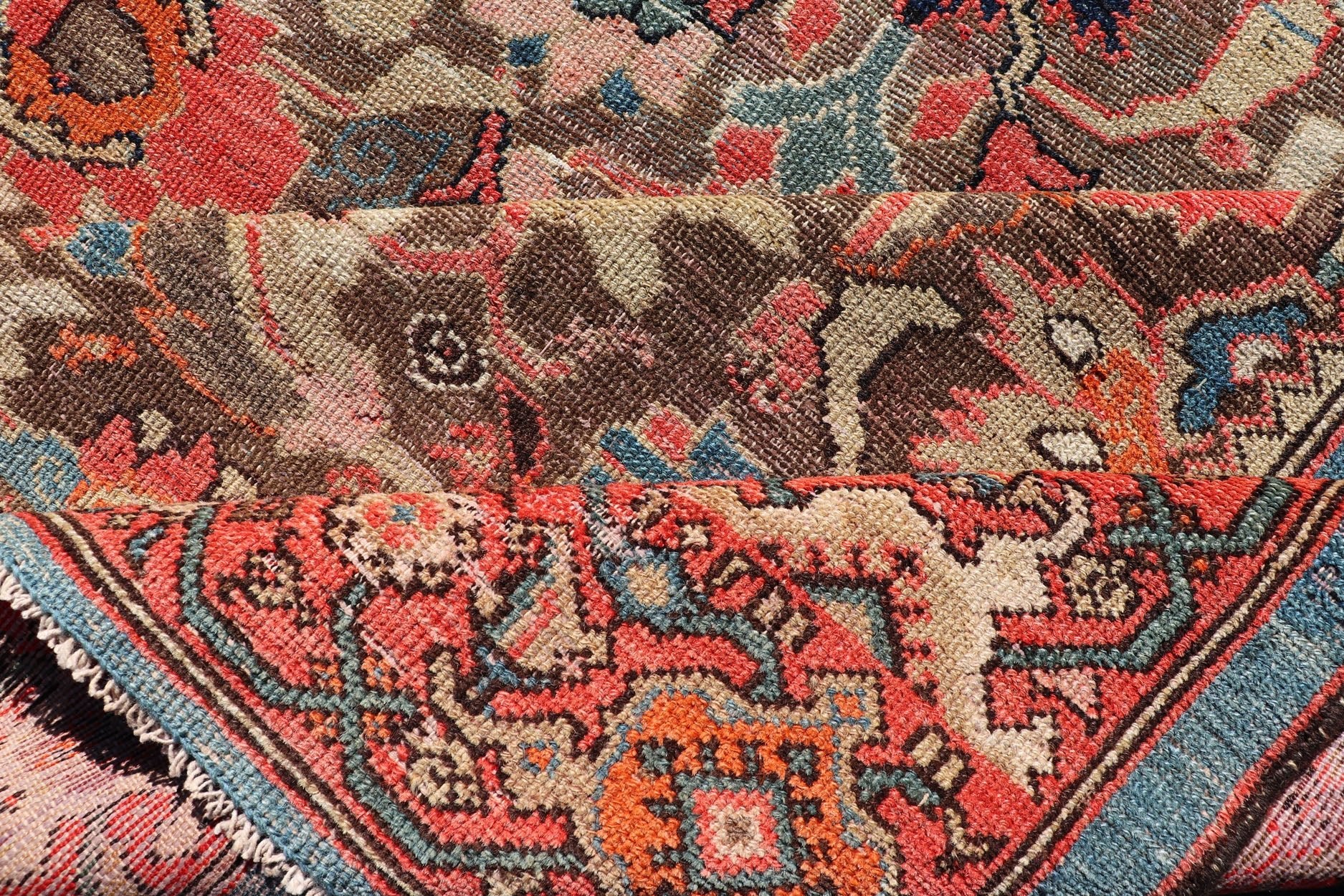 Colorful Antique Fine Persian Malayer Gallery Rug with All - Over Design Colorful Persian antique Malayer Persian rug with light brown, camel, blue, salmon, green and red with all - over design. Rug/R20 - 0901 This antique Persian Malayer rugs ... - Keivan Woven ArtsR20 - 0901 - 13604