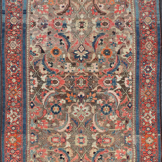 Colorful Antique Fine Persian Malayer Gallery Rug with All - Over Design Colorful Persian antique Malayer Persian rug with light brown, camel, blue, salmon, green and red with all - over design. Rug/R20 - 0901 This antique Persian Malayer rugs ... - Keivan Woven ArtsR20 - 0901 - 13604