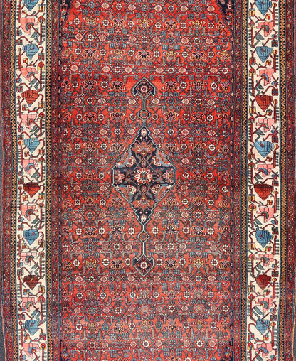 Finely Woven Large Antique Persian Gallery Rug in Rich Blue, Brick Red Finely woven sub geometric pattern Bibikabad antique Persianlarge gallery runner rug in rich blue, brick red and multi colors, rug R20 - 0902, country of origin / type: Iran / ... - Keivan Woven ArtsR20 - 0902 - 14014Rug