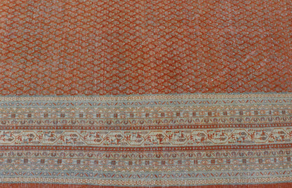 Antique Persian Tabriz Rug with All - Over Design in Copper - Orange and red Background Keivan Woven Arts / rug R20 - 1001, country of origin / type: Iran/ Tabriz , circa 1920. Measures: 11'4 x 16'9 This Tabriz rug features a relatively intricate ... - Keivan Woven ArtsR20 - 1001 - 14082Rug