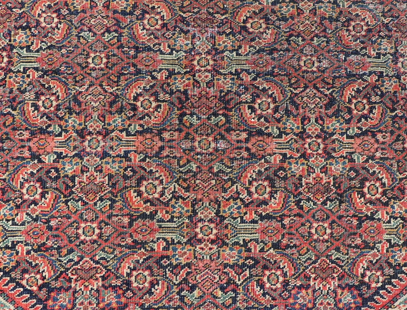 Antique Faraghan Fine Persian Rug in Navy Color Background And Jewel Tones. Keivan Woven Arts / Rug / R20 - 1003 / Type / Iran / Faraghan / Circa Early 20th Century. Measures: 2'10 x 5'6 This exquisite antique Faraghan fine Persian rug displays a ... - Keivan Woven ArtsR20 - 1003 - 14088Rug