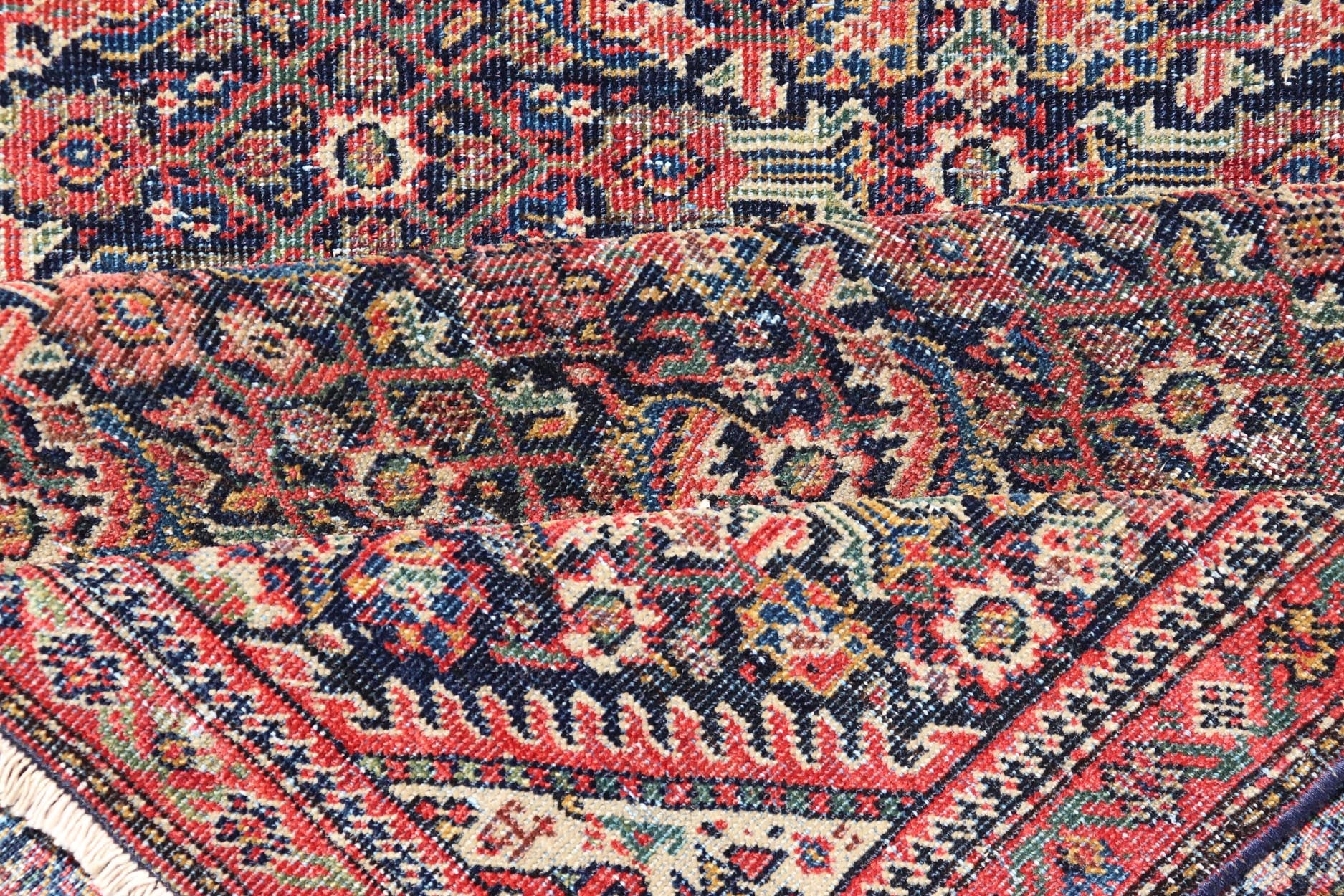 Antique Faraghan Fine Persian Rug in Navy Color Background And Jewel Tones. Keivan Woven Arts / Rug / R20 - 1003 / Type / Iran / Faraghan / Circa Early 20th Century. Measures: 2'10 x 5'6 This exquisite antique Faraghan fine Persian rug displays a ... - Keivan Woven ArtsR20 - 1003 - 14088Rug