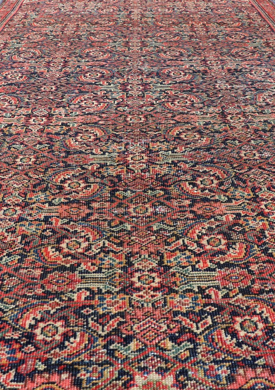 Antique Faraghan Fine Persian Rug in Navy Color Background And Jewel Tones. Keivan Woven Arts / Rug / R20 - 1003 / Type / Iran / Faraghan / Circa Early 20th Century. Measures: 2'10 x 5'6 This exquisite antique Faraghan fine Persian rug displays a ... - Keivan Woven ArtsR20 - 1003 - 14088Rug