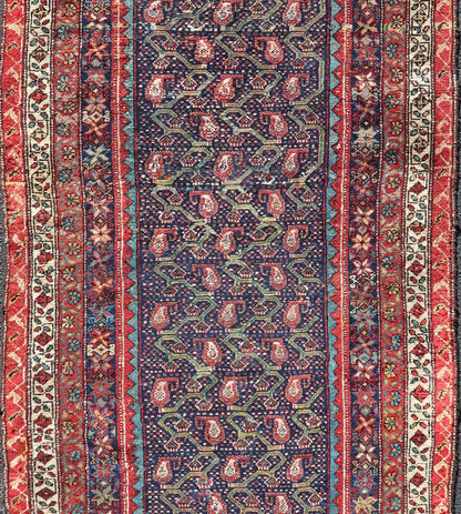 Antique Persian Malayer Runner with Sub - Geometric All - Over Design in Multicolors Variegated Border Malayer antique runner from Persia with geometric floral central field design, Keivan Woven Arts / rug R20 - 1004, country of origin / type: Iran / ... - Keivan Woven ArtsR20 - 1004 - 14094Rug
