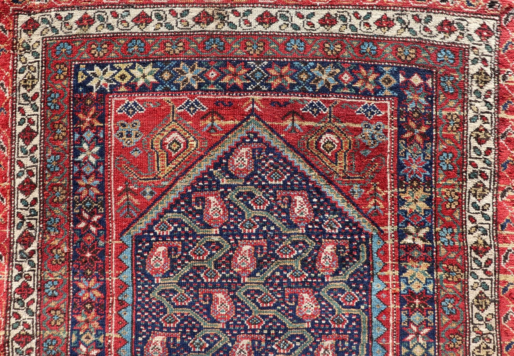 Antique Persian Malayer Runner with Sub - Geometric All - Over Design in Multicolors Variegated Border Malayer antique runner from Persia with geometric floral central field design, Keivan Woven Arts / rug R20 - 1004, country of origin / type: Iran / ... - Keivan Woven ArtsR20 - 1004 - 14094Rug