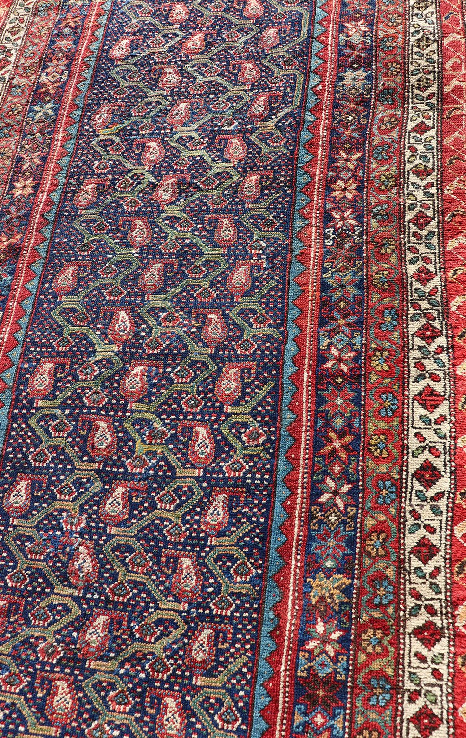 Antique Persian Malayer Runner with Sub - Geometric All - Over Design in Multicolors Variegated Border Malayer antique runner from Persia with geometric floral central field design, Keivan Woven Arts / rug R20 - 1004, country of origin / type: Iran / ... - Keivan Woven ArtsR20 - 1004 - 14094Rug