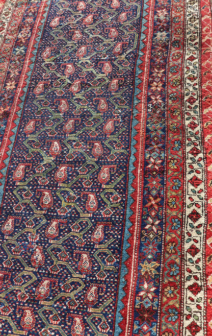 Antique Persian Malayer Runner with Sub - Geometric All - Over Design in Multicolors Variegated Border Malayer antique runner from Persia with geometric floral central field design, Keivan Woven Arts / rug R20 - 1004, country of origin / type: Iran / ... - Keivan Woven ArtsR20 - 1004 - 14094Rug