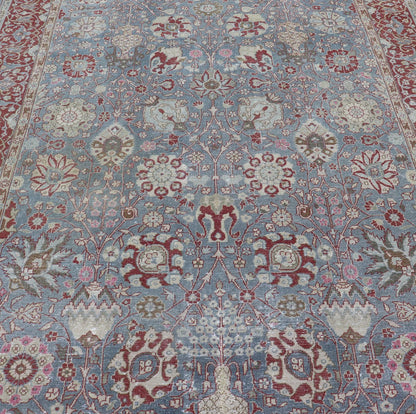 Very Large Antique Turkish Gallery Rug with All - Over Design in Light Blue. 8'8 x 24'5 Very Large gallery Floral Turkish carpet from Turkey, rug R20 - 1006, country of origin / type: Turkey / Oushak, circa 1930, Large Gallery Runner, Large Galley rug,... - Keivan Woven ArtsR20 - 1006 - 14106Rug