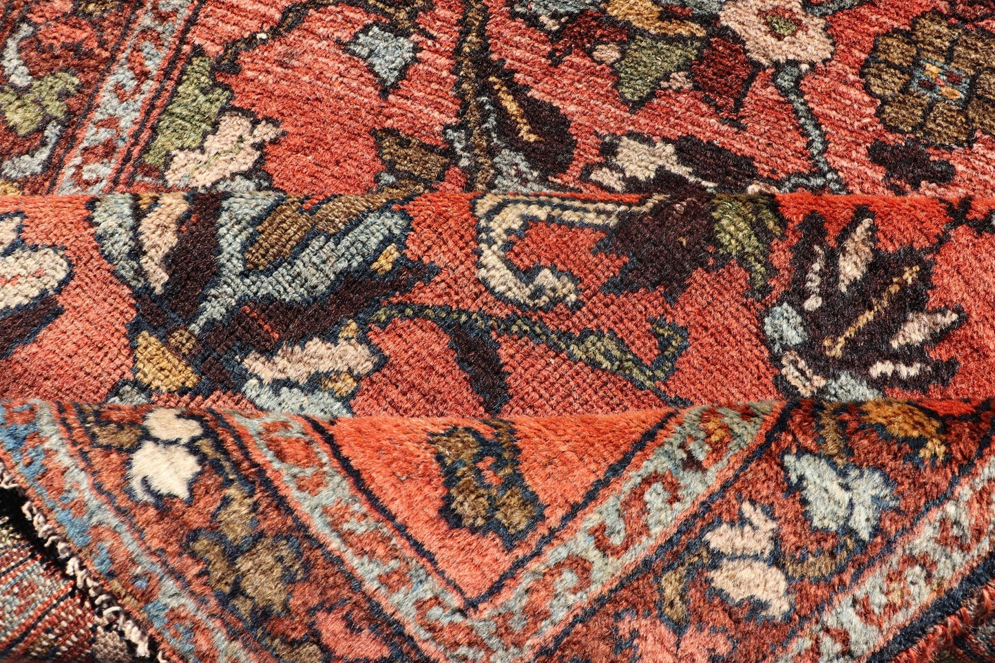 Antique Persian Hamadan Carpet with Floral Designs in Soft Orange Red and Brown Antique Hamadan rug in sub floral all - over design rug R20 - 1008, country of origin / Hamadan, circa 1920. This magnificent Hamadan features beautiful coloratio... - Keivan Woven ArtsR20 - 1008 - 14112Rug