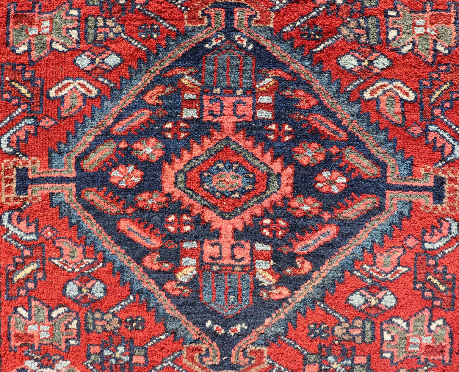 Antique Persian Hamadan Rug with Colorful Geometric Medallion Design Antique Persian Hamadan rug in rich colors with geometric design, Keivan Woven Arts / rug R20 - 1009, country of origin / type: Iran / Hamadan, circa 1920. This antique Pe... - Keivan Woven ArtsR20 - 1009 - 14118Rug