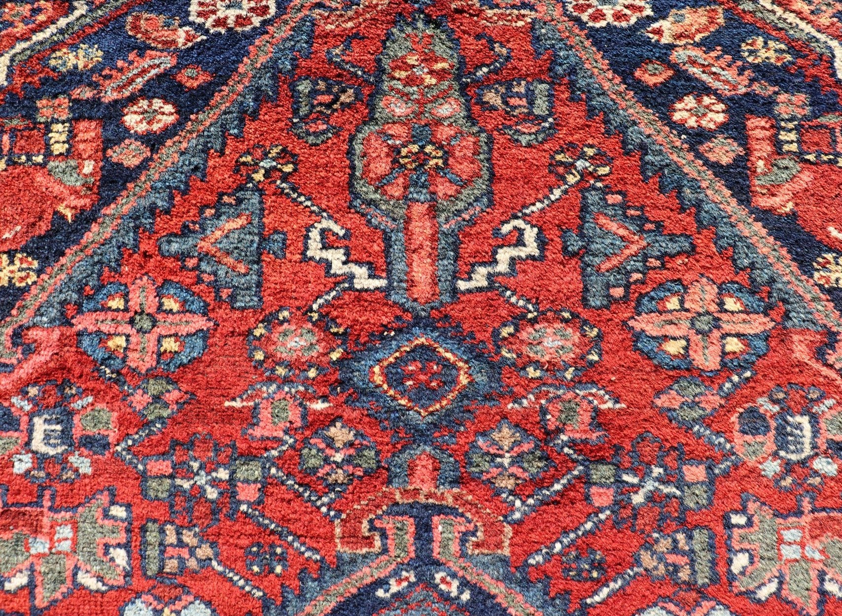 Antique Persian Hamadan Rug with Colorful Geometric Medallion Design Antique Persian Hamadan rug in rich colors with geometric design, Keivan Woven Arts / rug R20 - 1009, country of origin / type: Iran / Hamadan, circa 1920. This antique Pe... - Keivan Woven ArtsR20 - 1009 - 14118Rug