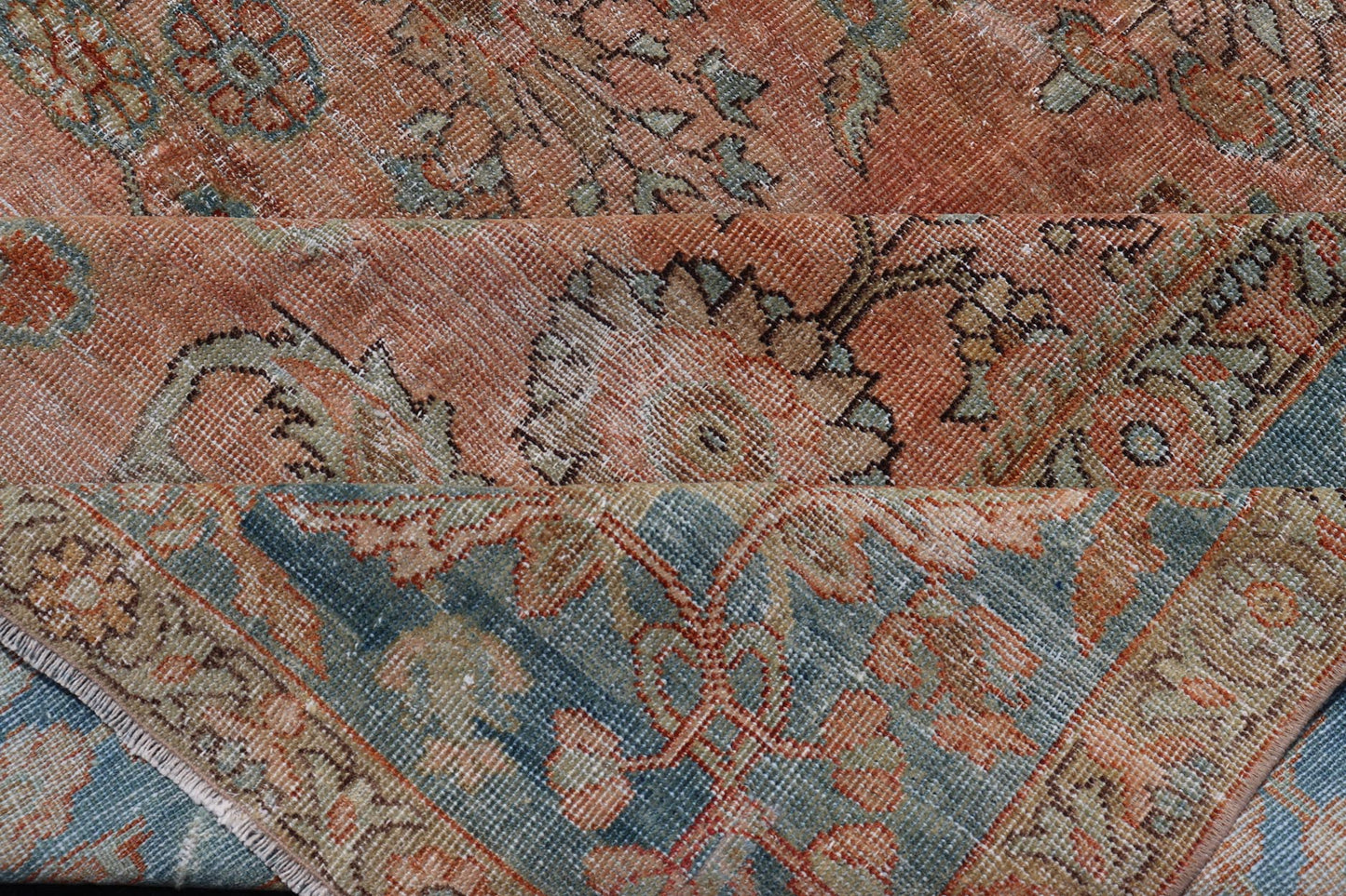 Antique Persian Muted Colored Sultanabad Mahal Rug with All Over Floral Design. Antique Mahal Sultanabad. Keivan Woven Arts; rug R20 - 1014, country of origin / type: Iran / Mahal, circa 1910. Measures: 9'2 x 11'11 This Antique Persian Sultanabad M... - Keivan Woven ArtsR20 - 1014 - 14132Rug