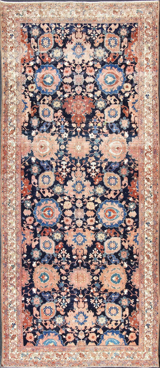Antique Fine Persian Malayer Rug with All - Over Design in Navy Blue Field Persian Malayer with navy blue and peach with all - over design. Rug/R20 - 107 This antique Persian Malayer rugs traditional pattern with proportions, colors and motifs uniq... - Keivan Woven ArtsR20 - 107 - 12681