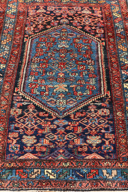 Antique Persian Bidjar Carpet with Variety of Blue Colors, Red, and Salmon Antique Bidjar Persian carpet with center medallion with variety of blue colors, red, and salmon. Keivan Woven Arts / rug/R20 - 1104 origin/Iran antique Bijar Persia... - Keivan Woven ArtsR20 - 1104 - 14060