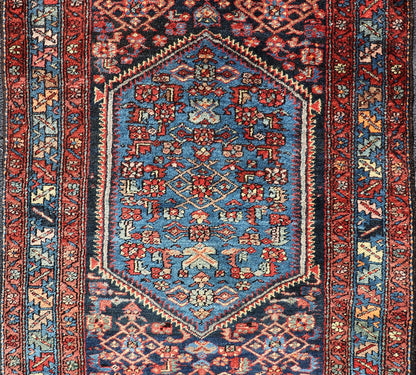Antique Persian Bidjar Carpet with Variety of Blue Colors, Red, and Salmon Antique Bidjar Persian carpet with center medallion with variety of blue colors, red, and salmon. Keivan Woven Arts / rug/R20 - 1104 origin/Iran antique Bijar Persia... - Keivan Woven ArtsR20 - 1104 - 14060