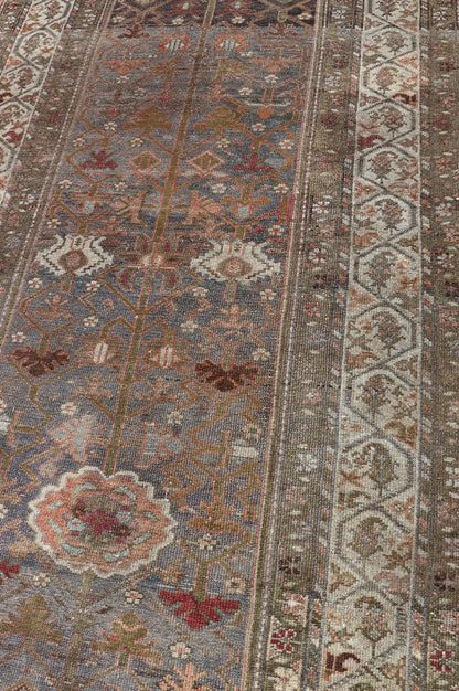 Antique distressed Malayer Persian Long Runner in Lt. Purple, Lavender, Tan, Gray & Green. Distressed Antique long Persian Malayer runner with all - over intricate floral design in multi - colors, rug R20 - 1109, country of origin / type: Iran / Mal... - Keivan Woven ArtsR20 - 1109 - 14148Rug