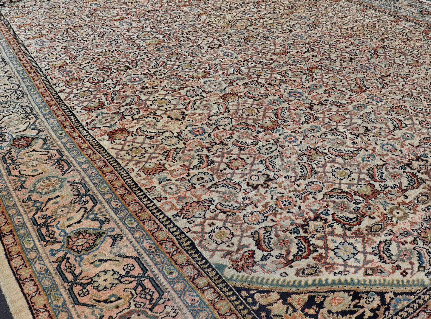 Large Antique Persian Sultanabad Rug in Ivory Background & All - Over Design. Outstanding Antique Sultanabad Persian Rug ivory background from Persia with all - over geometric design, rug R20 - 1209, country of origin / type: Iran / Sultanabad , circa 19... - Keivan Woven ArtsR20 - 1209 - 15238Rug