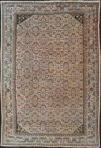 Large Antique Persian Sultanabad Rug in Ivory Background & All - Over Design. Outstanding Antique Sultanabad Persian Rug ivory background from Persia with all - over geometric design, rug R20 - 1209, country of origin / type: Iran / Sultanabad , circa 19... - Keivan Woven ArtsR20 - 1209 - 15238Rug