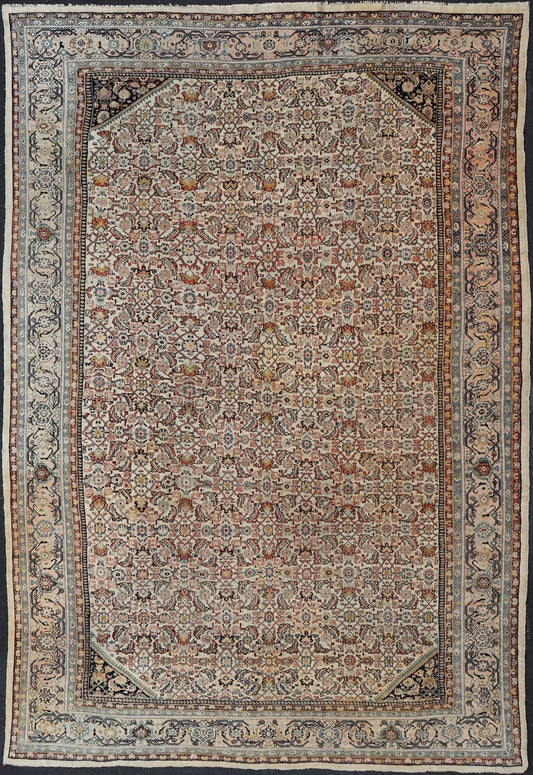Large Antique Persian Sultanabad Rug in Ivory Background & All - Over Design. Outstanding Antique Sultanabad Persian Rug ivory background from Persia with all - over geometric design, rug R20 - 1209, country of origin / type: Iran / Sultanabad , circa 19... - Keivan Woven ArtsR20 - 1209 - 15238Rug
