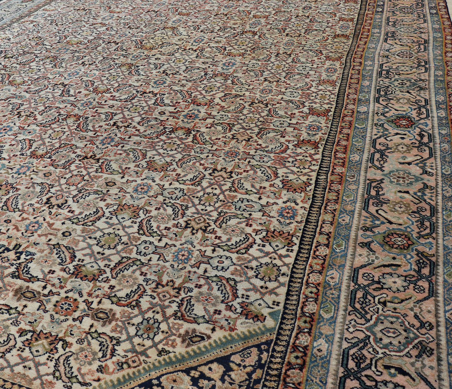 Large Antique Persian Sultanabad Rug in Ivory Background & All - Over Design. Outstanding Antique Sultanabad Persian Rug ivory background from Persia with all - over geometric design, rug R20 - 1209, country of origin / type: Iran / Sultanabad , circa 19... - Keivan Woven ArtsR20 - 1209 - 15238Rug
