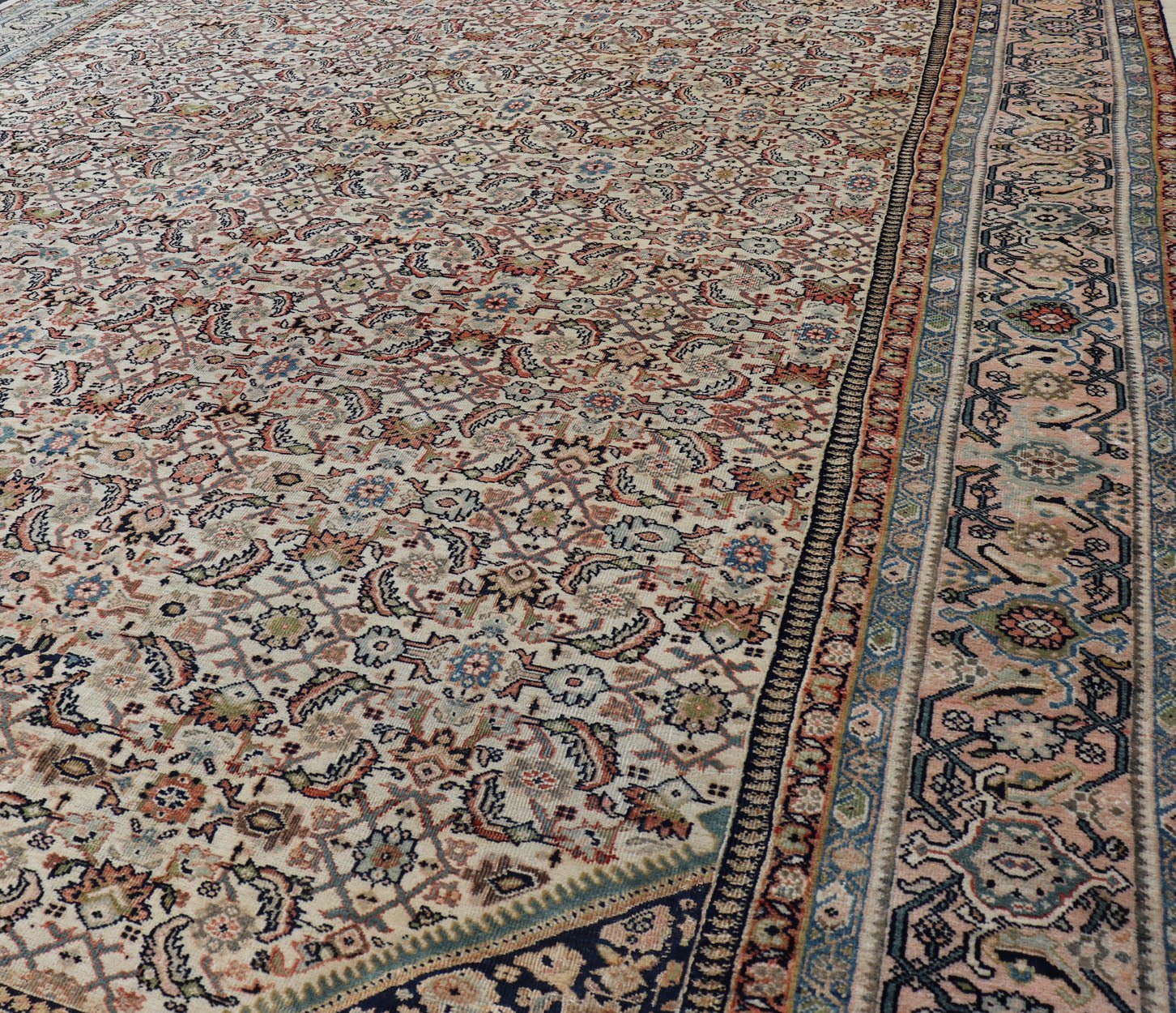 Large Antique Persian Sultanabad Rug in Ivory Background & All - Over Design. Outstanding Antique Sultanabad Persian Rug ivory background from Persia with all - over geometric design, rug R20 - 1209, country of origin / type: Iran / Sultanabad , circa 19... - Keivan Woven ArtsR20 - 1209 - 15238Rug