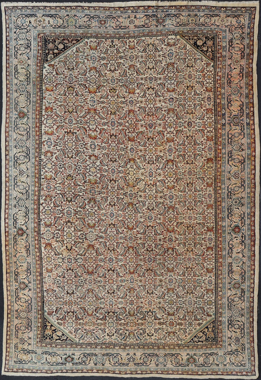 Large Antique Persian Sultanabad Rug in Ivory Background & All - Over Design. Outstanding Antique Sultanabad Persian Rug ivory background from Persia with all - over geometric design, rug R20 - 1209, country of origin / type: Iran / Sultanabad , circa 19... - Keivan Woven ArtsR20 - 1209 - 15238