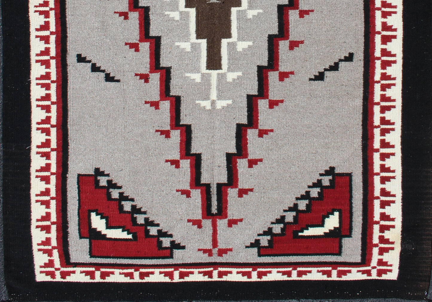 Vintage Tribal Native American Rug in Gray, Ivory, Black, and Red. Large vintage native American rug with geometric design in red, white and black, Keivan Woven Arts/ rug/R20 - 18, country of origin / type: America / Native American rug, circa 1950 ... - Keivan Woven ArtsR20 - 18 - 12661Rug