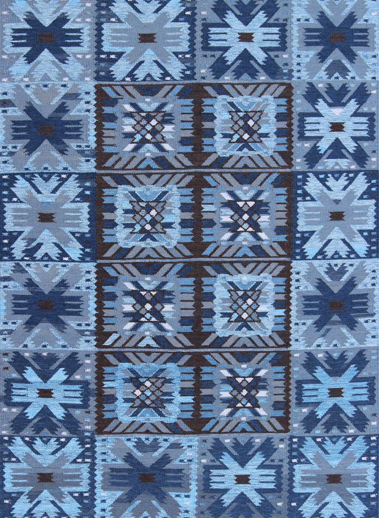 Keivan Woven Arts Contemporary Scandinavian Flat - Weave Swedish Design Rug in Blue & Brown Colors. This rug can be customized. Measures: 9' x 12'. This modern Scandinavian design flat - weave rug is inspired by the work of Swedish textile de... - Keivan Woven ArtsRJK - 112 - SHB - 001 - 01 - 8571Rug