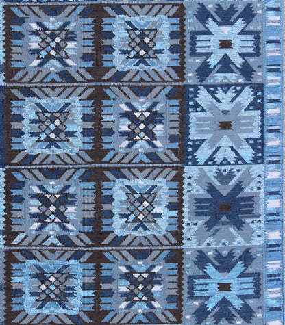 Keivan Woven Arts Contemporary Scandinavian Flat - Weave Swedish Design Rug in Blue & Brown Colors. This rug can be customized. Measures: 9' x 12'. This modern Scandinavian design flat - weave rug is inspired by the work of Swedish textile de... - Keivan Woven ArtsRJK - 112 - SHB - 001 - 01 - 8571Rug