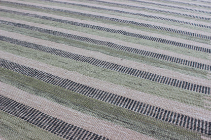 Scandinavian Design Flat - Weave Rug with Striped Design in Charcoal and Green This modern Scandinavian flat - weave patterned rug is inspired by the work of Swedish textile designers of the early to mid - 20th century. With a unique blend of historic... - Keivan Woven ArtsRJK - 116 - SHB - 002 - 03 - 8583Rug
