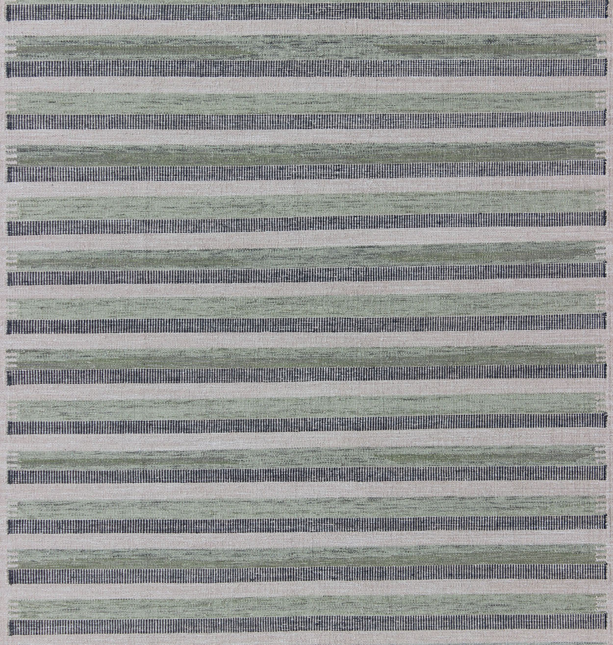 Scandinavian Design Flat - Weave Rug with Striped Design in Charcoal and Green This modern Scandinavian flat - weave patterned rug is inspired by the work of Swedish textile designers of the early to mid - 20th century. With a unique blend of historic... - Keivan Woven ArtsRJK - 116 - SHB - 002 - 03 - 8583Rug