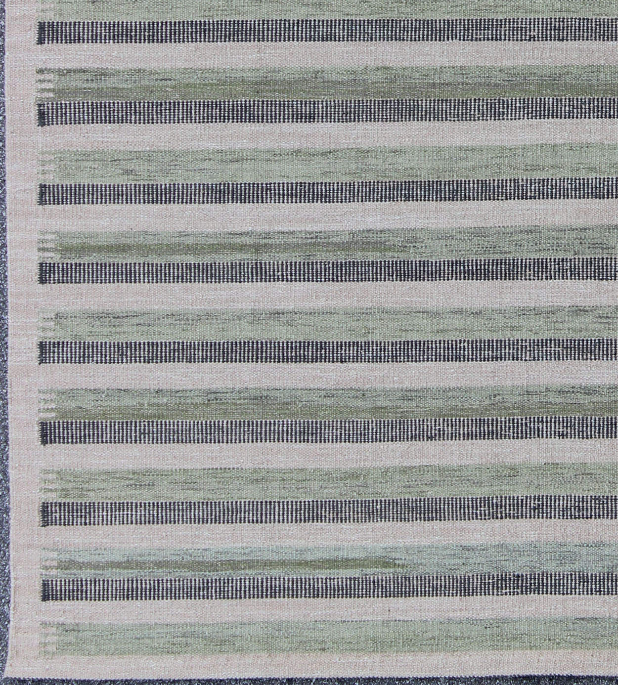 Scandinavian Design Flat - Weave Rug with Striped Design in Charcoal and Green This modern Scandinavian flat - weave patterned rug is inspired by the work of Swedish textile designers of the early to mid - 20th century. With a unique blend of historic... - Keivan Woven ArtsRJK - 116 - SHB - 002 - 03 - 8583Rug