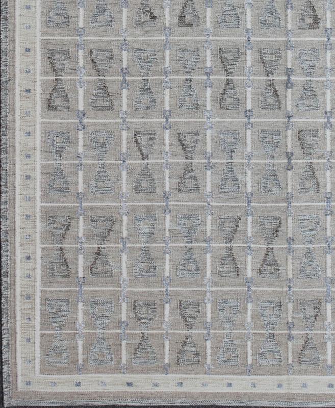 Large Modern Scandinavian Flat Weave Rug /Swedish Design Flat - Weave Rug. Geometric Scandinavian/Swedish Flat - Weave Modern Rug by Keivan Woven Arts. rug RJK - 14434 / Early 21st century Flat - weave This Scandinavian flat - weave patterned rug is inspired ... - Keivan Woven ArtsRJK - 14434 - SHB - 005 - 03 - 7111Rug