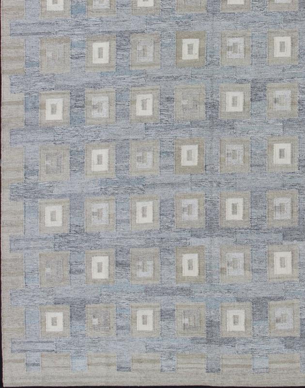 Large Modern Scandinavian/ Swedish Geometric Design Rug in Squares by Keivan Woven Arts. Measures: 10'4 x 13'9. Large Modern Scandinavian/ Swedish Geometric Design Rug in Squares. This Scandinavian Flat - Weave patterned rug is inspired ... - Keivan Woven ArtsRJK - 14860 - SHB - 048 - 02 - 7369Rug