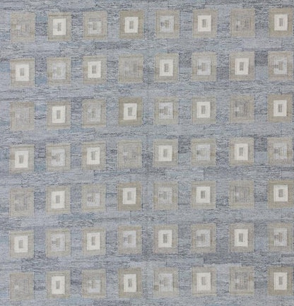 Large Modern Scandinavian/ Swedish Geometric Design Rug in Squares by Keivan Woven Arts. Measures: 10'4 x 13'9. Large Modern Scandinavian/ Swedish Geometric Design Rug in Squares. This Scandinavian Flat - Weave patterned rug is inspired ... - Keivan Woven ArtsRJK - 14860 - SHB - 048 - 02 - 7369Rug