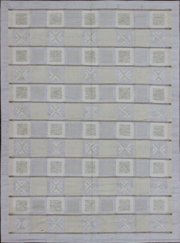 Large Modern Flatweave Scandinavian Geometric Design Rug in Neutral Tones This Scandinavian flat - weave patterned rug is inspired by the work of Swedish textile designers of the early to mid - 20th century. With a unique blend of historical and mod... - Keivan Woven ArtsRJK - 14893 - SHB - 003 - 02 - 7563Rug