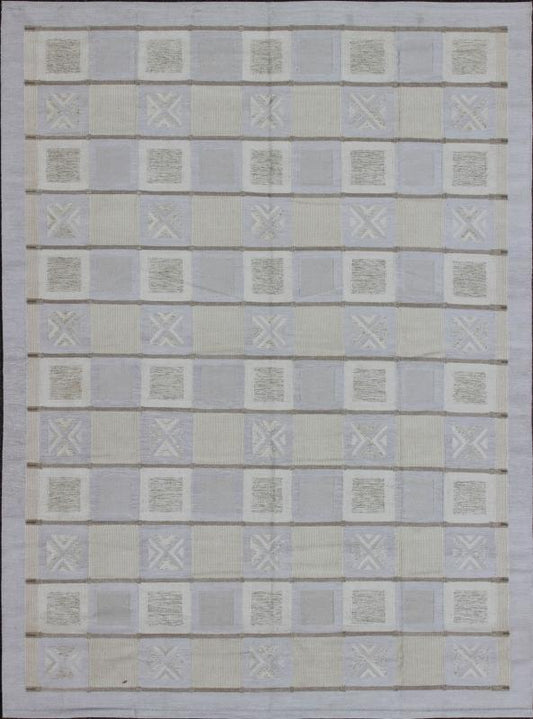 Large Modern Flatweave Scandinavian Geometric Design Rug in Neutral Tones This Scandinavian flat - weave patterned rug is inspired by the work of Swedish textile designers of the early to mid - 20th century. With a unique blend of historical and mod... - Keivan Woven ArtsRJK - 14893 - SHB - 003 - 02 - 7563Rug