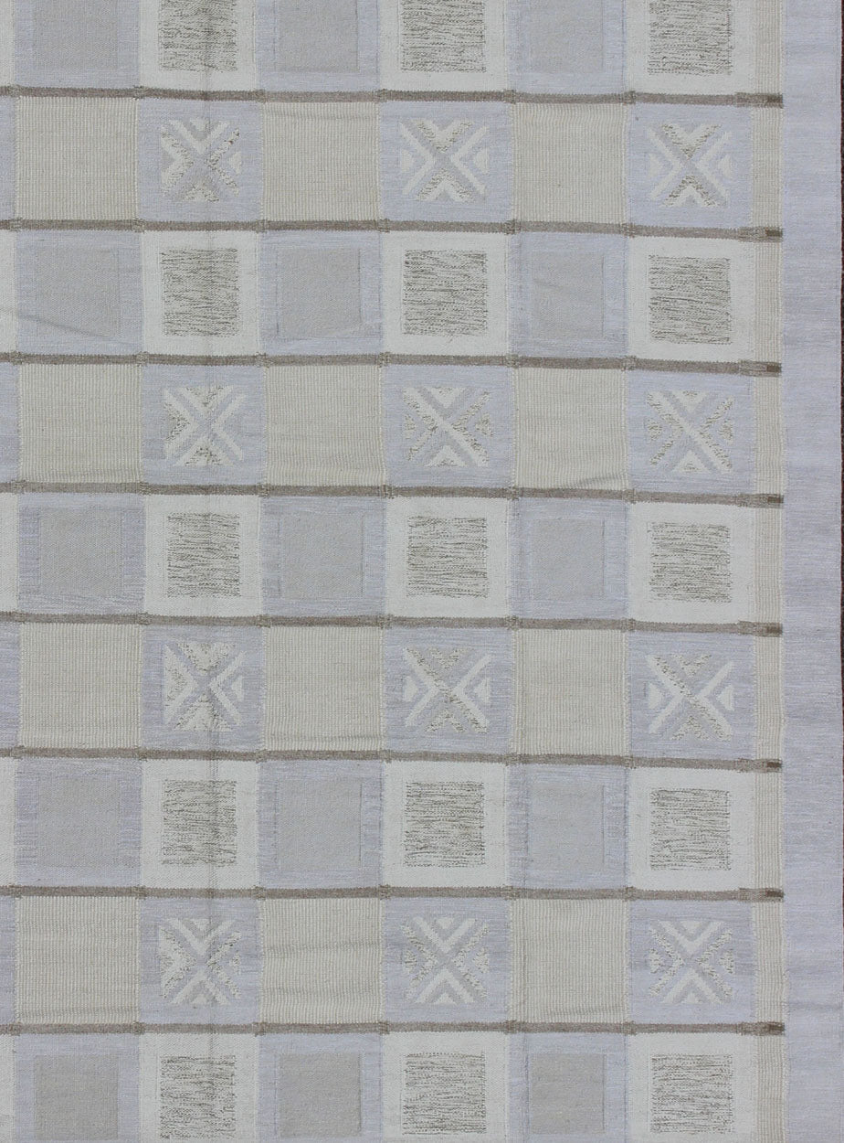 Large Modern Flatweave Scandinavian Geometric Design Rug in Neutral Tones This Scandinavian flat - weave patterned rug is inspired by the work of Swedish textile designers of the early to mid - 20th century. With a unique blend of historical and mod... - Keivan Woven ArtsRJK - 14893 - SHB - 003 - 02 - 7563Rug