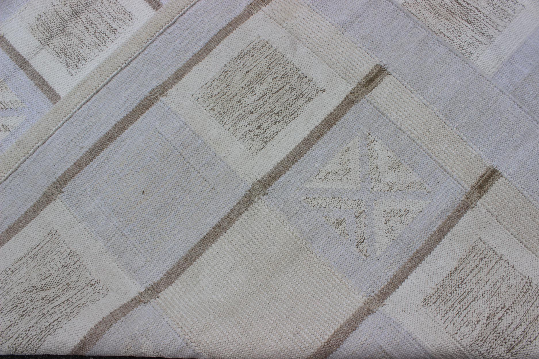 Large Modern Flatweave Scandinavian Geometric Design Rug in Neutral Tones This Scandinavian flat - weave patterned rug is inspired by the work of Swedish textile designers of the early to mid - 20th century. With a unique blend of historical and mod... - Keivan Woven ArtsRJK - 14893 - SHB - 003 - 02 - 7563Rug