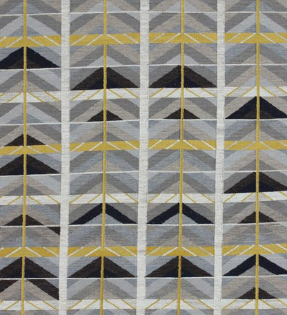 Modern Swedish Rug in Gold, Gray and Black by Keivan Woven Arts. Modern Scandinavian/Swedish. Measures: 9'4 x 11'5. This Scandinavian Flat - Weave patterned rug is inspired by the work of Swedish textile designers of the early to mid - 20th C... - Keivan Woven ArtsRJK - 14902 - SHB - 006 - 01 - 7569Rug