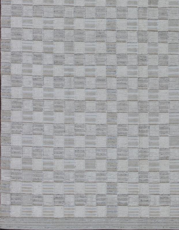 Large Modern Scandinavian/Swedish Geometric Design Rug - This Scandinavian Flat - Weave rug, with high and low pile, is inspired by the work of Swedish textile designers of the early to mid - 20th Century. With a unique blend of historical and modern design... - Keivan Woven ArtsRJK - 14909 - SHB - 034 - 01 - 7573Rug