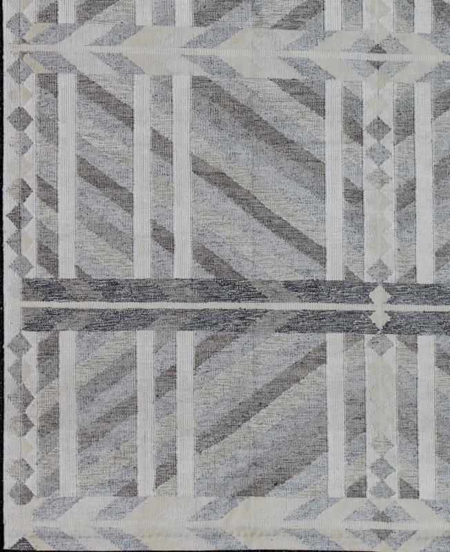 Large Modern Scandinavian/Swedish Geometric Rug - This large Scandinavian flat - weave rug is inspired by the work of Swedish textile designers of the early to mid - 20th century. With a unique blend of historical and modern design, this dynamic and exciting... - Keivan Woven ArtsRJK - 14911 - SHB - 005 - 02 - 7577Rug