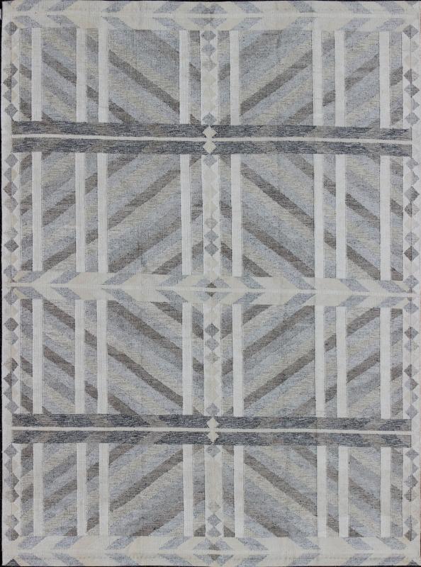 Large Modern Scandinavian/Swedish Geometric Rug - This large Scandinavian flat - weave rug is inspired by the work of Swedish textile designers of the early to mid - 20th century. With a unique blend of historical and modern design, this dynamic and exciting... - Keivan Woven ArtsRJK - 14911 - SHB - 005 - 02 - 7577Rug