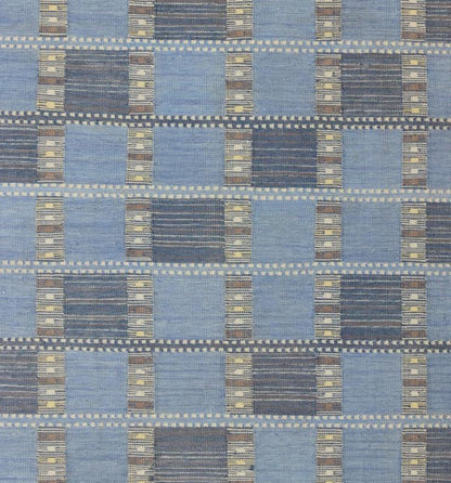 Scandinavian/Swedish Geometric Rug. Measures: 9'4 x 11'10. This Scandinavian Flat - Weave patterned rug is inspired by the work of Swedish textile designers of the early to mid - 20th Century. This dynamic and exciting composition is great for contem... - Keivan Woven ArtsRJK - 14913 - SHB - 022 - 01 - 7581Rug