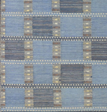 Scandinavian/Swedish Geometric Rug. Measures: 9'4 x 11'10. This Scandinavian Flat - Weave patterned rug is inspired by the work of Swedish textile designers of the early to mid - 20th Century. This dynamic and exciting composition is great for contem... - Keivan Woven ArtsRJK - 14913 - SHB - 022 - 01 - 7581Rug