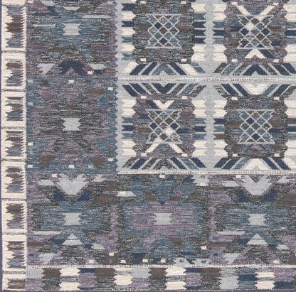 Gray, Blue and Charcoal Scandinavian Flat - Weave Rug with Modern Design kwarugs Gray, blue and charcoal Scandinavian flat - weave rug with modern design, rug rjk - 16215 - shb - 001 - 09, country of origin / type: Scandinavia / Scandinavian Modern T... - Keivan Woven ArtsRJK - 16215 - SHB - 001 - 09 - 10036Rug