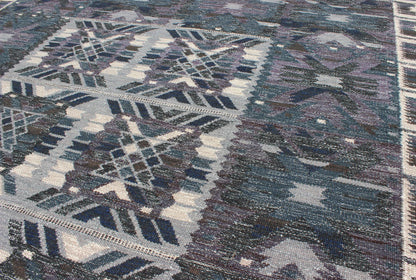 Gray, Blue and Charcoal Scandinavian Flat - Weave Rug with Modern Design kwarugs Gray, blue and charcoal Scandinavian flat - weave rug with modern design, rug rjk - 16215 - shb - 001 - 09, country of origin / type: Scandinavia / Scandinavian Modern T... - Keivan Woven ArtsRJK - 16215 - SHB - 001 - 09 - 10036Rug